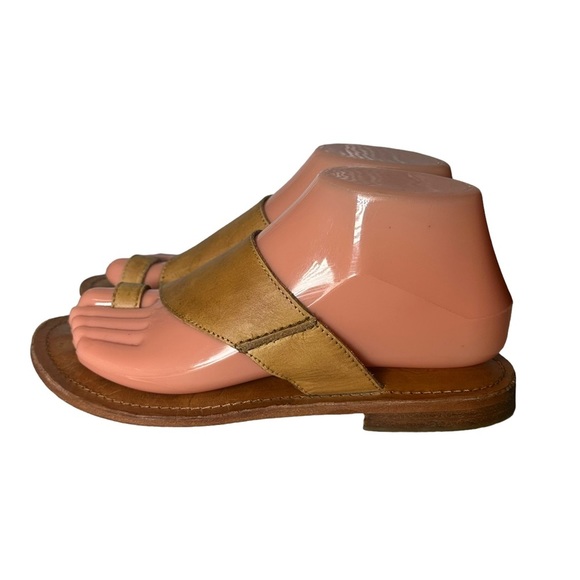 Free People Sant Antoni Sandal Brown Leather Women's 36 US 6.5 Toe Loop Slides - Picture 2 of 14